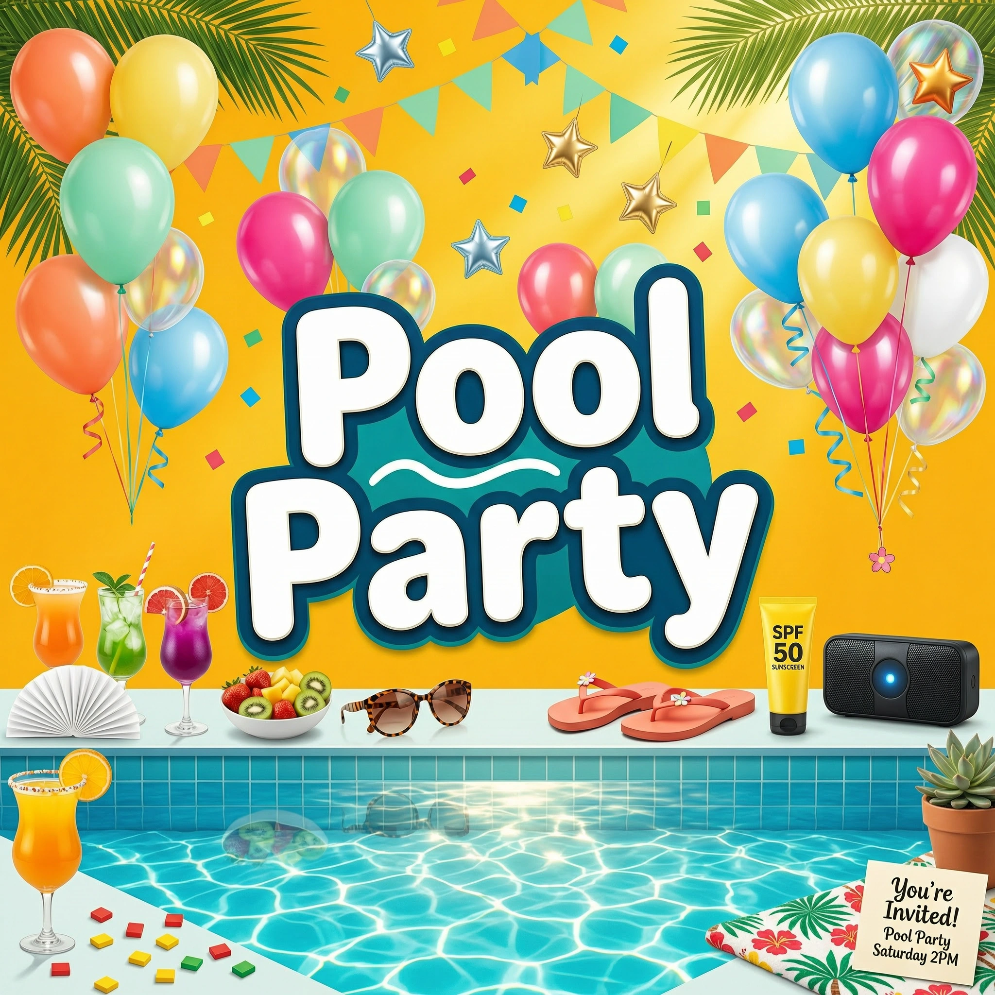 Pool party event decorations